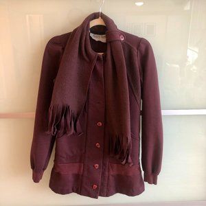 Maroon Grey Ant sweatshirt jacket w. scarf collar